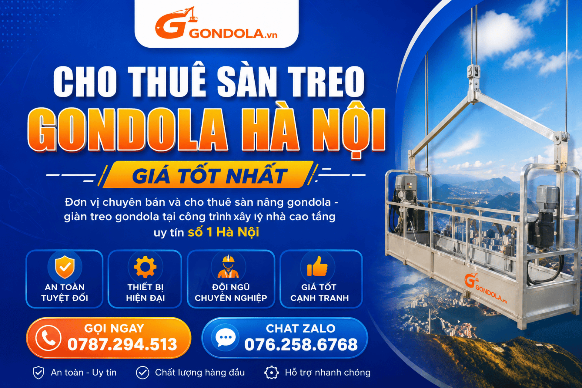 Cho thuê sàn treo gondola Hà Nội giá tốt nhất